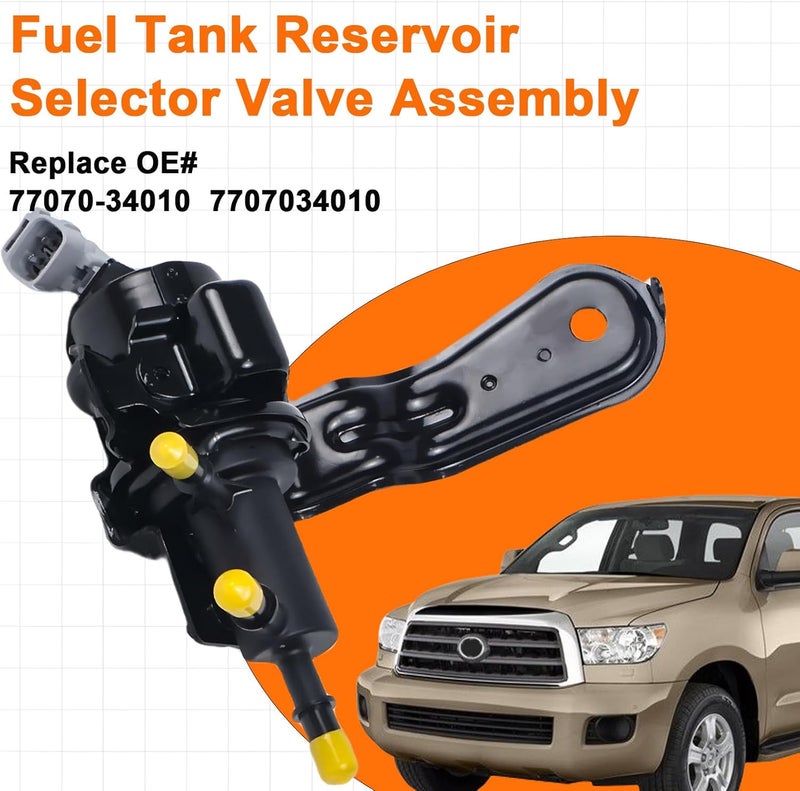 FEIMAOTUI 77070-34010 Fuel Tank Reservoir Selector Valve Assembly Solenoid W/Hose Fit for Toyota Tundra 2008-2020, Fit for Toyota Sequoia 2008-2018 Replace 7707034010 - Image 2